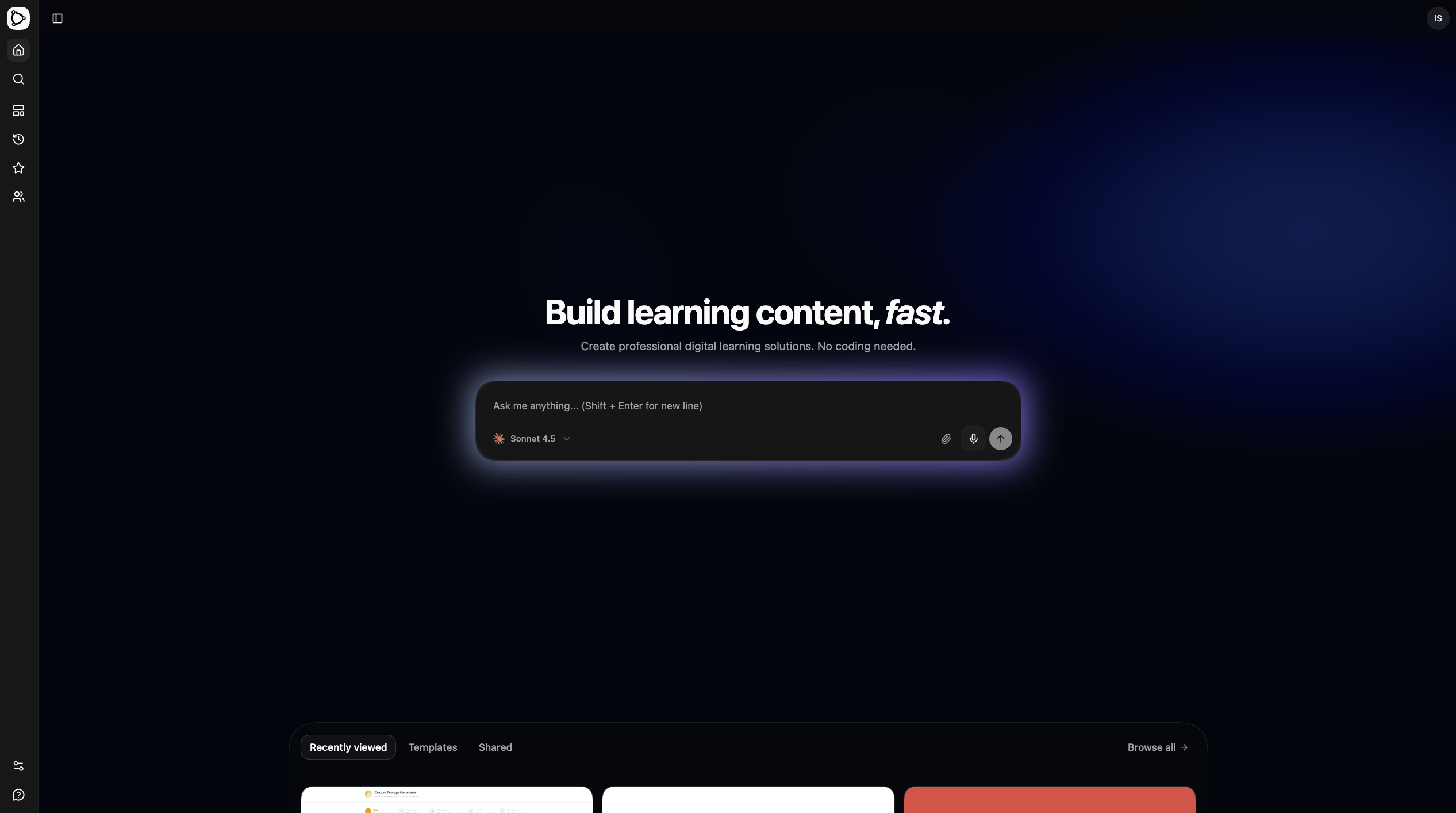 Chat interface — describing a compliance training module